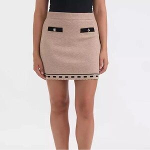 NWT Ellen Tracy Seed Stitch Contrast Trim Skirt L